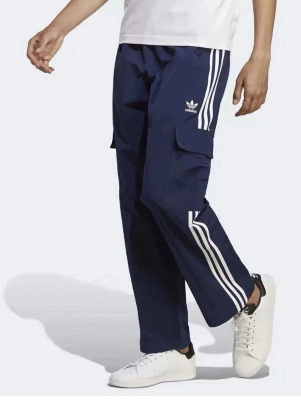 adidas 3S Cargo Pants Navy Blue/White 4-pocket HR3362 men’s NWT